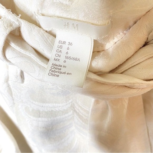 H&M Cream Ankle Length Trousers Pants with Belt & Pockets Size 6 - Picture 7 of 8